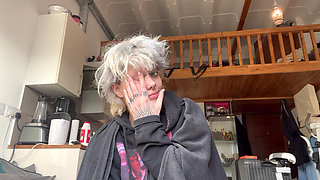 Cute Goth Smoking a Cig in a Hoodie No Makeup