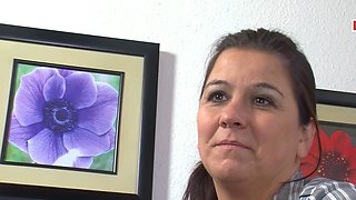 Chubby German wife tries solo masturbations casting