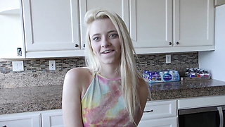 Watch Cute Blonde Teen Riley Star Hop up on Her Step Daddies Cock