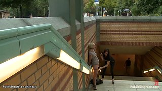 German blonde group public banged