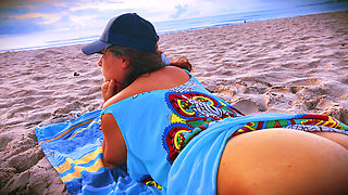 Suddenly a Stranger sneaks up and starts Touching my hairy Pussy on the Beach