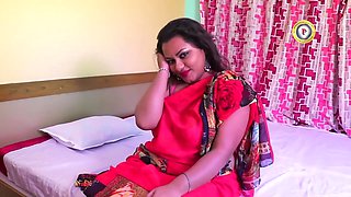Poulami In Red Saree And Pink Bra
