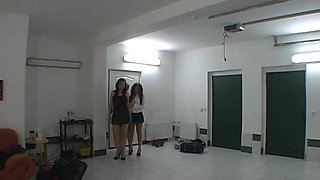 Striptease and lapdance by three horny chicks