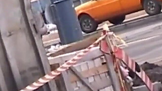 This Beautiful Busty Girl Masturbates on the Street and Gives a Blowjob at Home