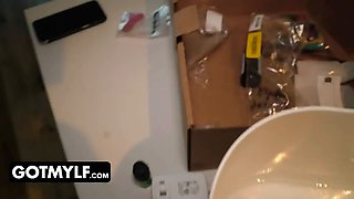 Mischievous stepson tricks his fabulous milf step-mom to plead him to stick his dick inwards her tastey twat