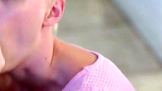 Two light-haired and ebony top stepdaughter gals enjoy a