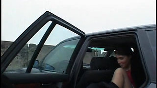 Masturbating teen gets out of the car to piss outdoors