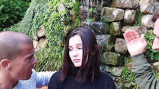 Three horny friends indulge in a wild threesome under the stars