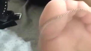 Nylon Feet Jerk off Instructions Cum on My Feet Now!