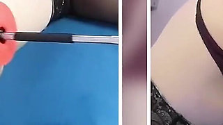 Big Dildo Anal Masturbation on the Fucking Machine