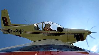 Blonde with big boobs drills guys ass by pool outdoors