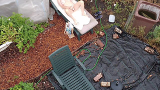 Voyeur with Drone Watches Me in the Garden Playing with Myself