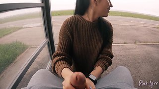 Risky Blowjob on a Bus Station Near the Road - Almost Caught! - Black Lynn