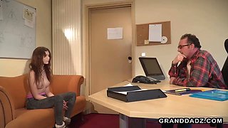 Just amazing skinny teen with big tits fucked by old guy