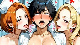 Hentai Adult Patient Fucks All the Babe Nurses in the Room