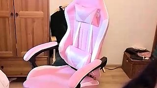 Pink labia close up of naive brunette