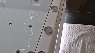 Jacuzzi Strip & Dildo Ride - Reverse Cowgirl Dildo Ride & Sloppy Cleanup