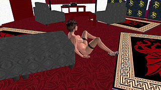 Animated 3D Cartoon Porn - Beautiful Girl Masturbating with Carrot on Floor Multiple Orgasms