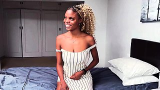 Cute Big Tits Black Teen Blows Big Cock