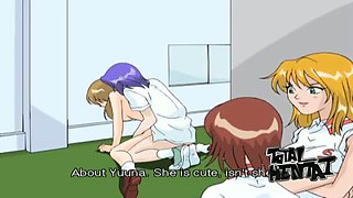 While lesbians eat cunts pigtailed coed chick gets fucked doggy