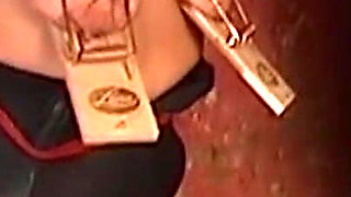 Chained Cougar Gets Her Pussy Heavily Clamped and Weighted