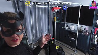 Amateur Femdom Suspension Bondage Test - Masked Slave Gets Pegged & Prostate Massage