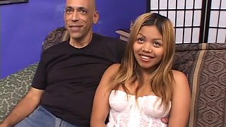 Busty Asian teen slut rides fat cock