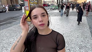 Prague's Public Cumwalk Passion Sparks Wild Sensual Blowjob Heat