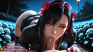 Tifa Lockhart  Final Fantasy. Night Secrets of the Lewd Garden. Ai generated. 3D Hentai