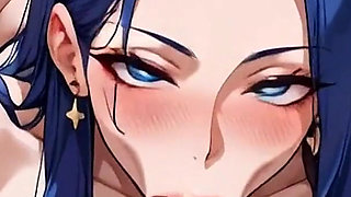 Anime Ai Tattooed Girl Performs Deep Throat