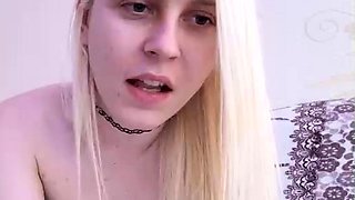 Curly Blonde Teen Records Solo Dildo Masturbation