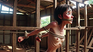Extremely Skinny Girl in Bondage - Desperate in Brazilian Construction Site