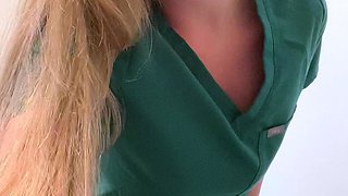 Solo girl masturbates with double dong No anal