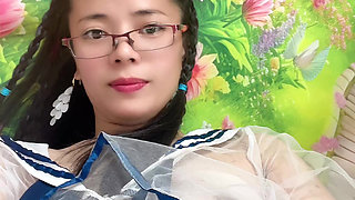 wear schoolgirl outfit can see throw her tit