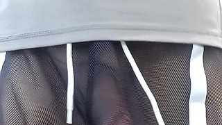 Freeballing in completely see through shorts in public with nowhere to hide!
