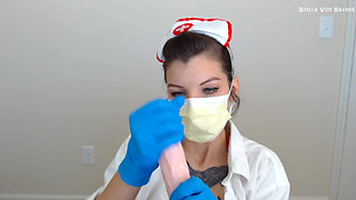 Sick Nurse Gives Blowjob in Latex Gloves