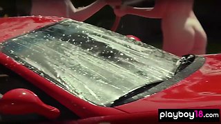 Amilia Onyx And Carlotta Champagne In Stepmom And 18-year-olds Waxing A Ferrari