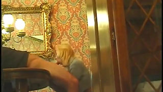 Sexy blonde sucks her mans dick then gets fucked in the ass on dining room floor