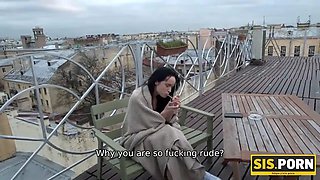 Sis.porn. bad minx takes orange top off to make pal hard