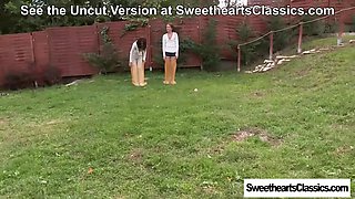 Adriana C and Alexis Brill enjoy naked sack race at SweetheartsClassics