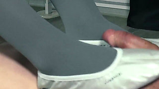 Facesitting Footjob with Leather Slippers