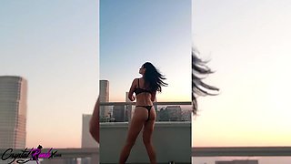 Crystal Rush seduces and coquettishly jacks off outside passionately