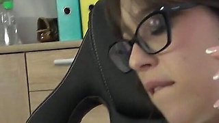 Dangling Smoking Vibrator Masturbation in the Office