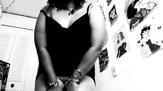 Silent Cinema and Black and White Vintage Girl Seducing You with Stockings, Dress and Heels