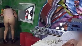 Public flashing in a hotel room - big ass Latina milf