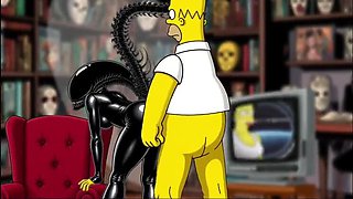 Hot Halloween Alien Fucks Homer's Wife in HD Cartoon Sex