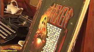 Grandma fucking her hairy cunt with a cucumber