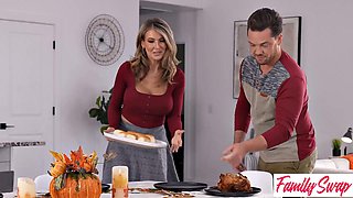 Kyle Mason and Cassie Lenoir Ignite Holiday Temptation in Steamy Family Swap Scene with Busty Blonde