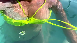 Artemisia Love Swimming in the Pool Flashing Her Big Juicy Boobs and Smoking a Cigarette