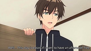 Cheating anime roommate rides hard before BF comes home